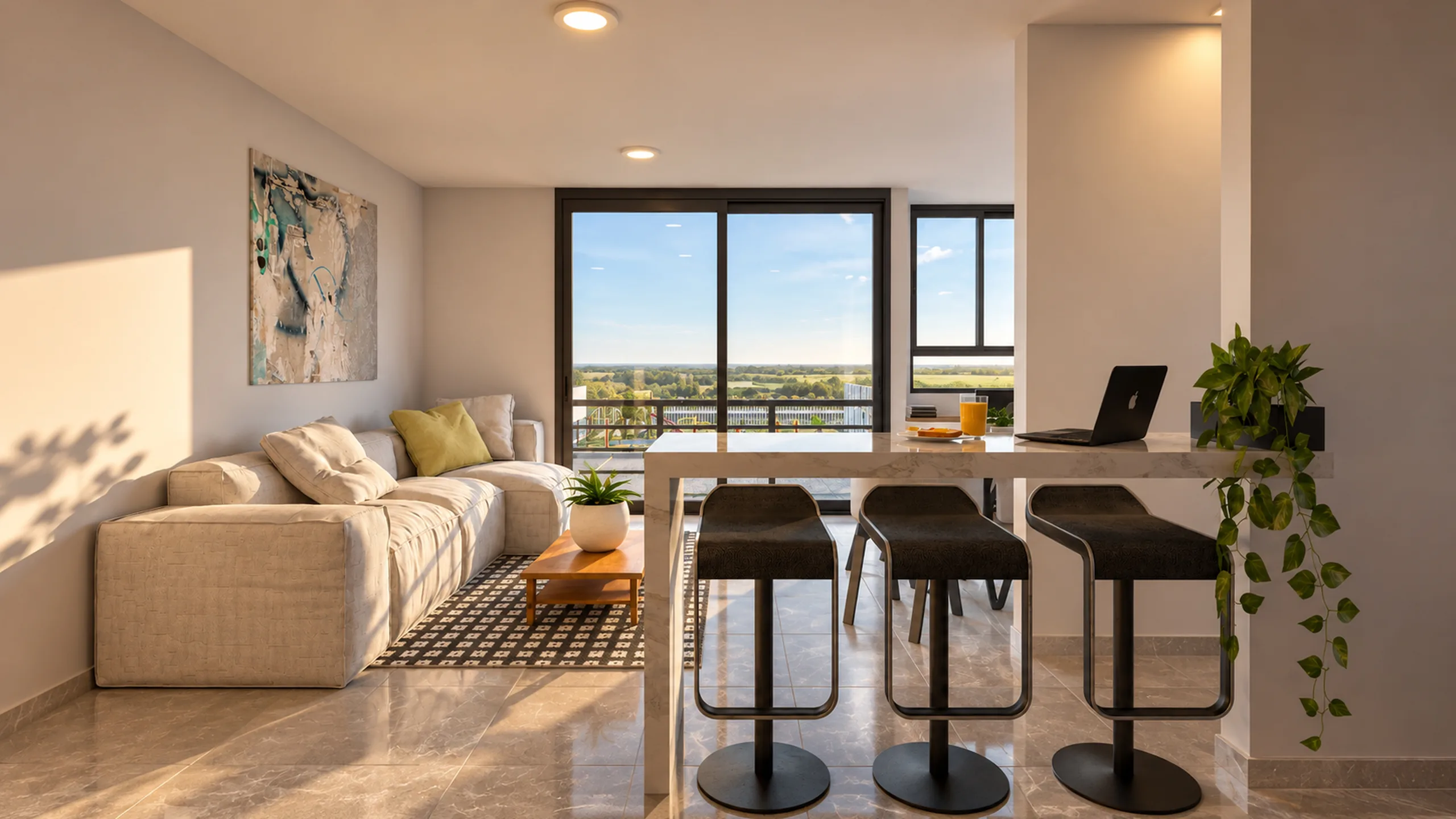 Sala del apartamento con acabados sugeridos