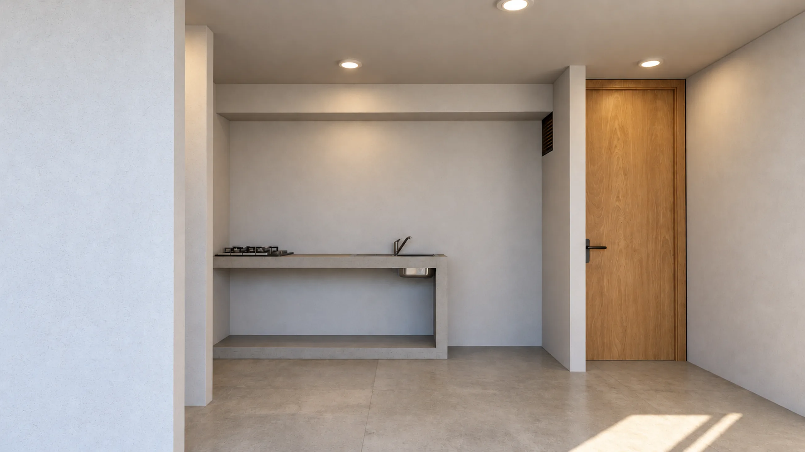 Cocina en obra gris