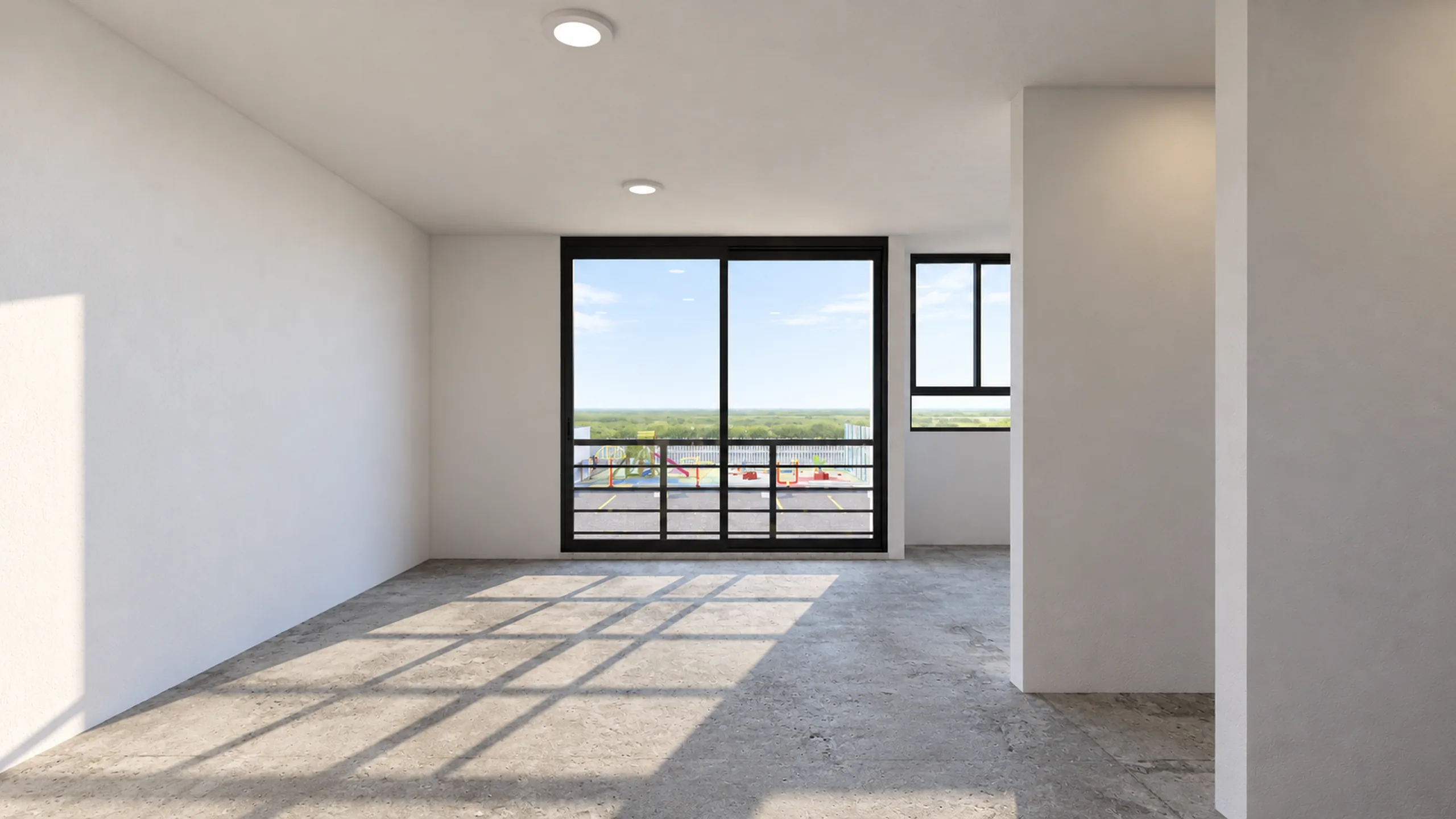Sala como se entrega, en obra gris