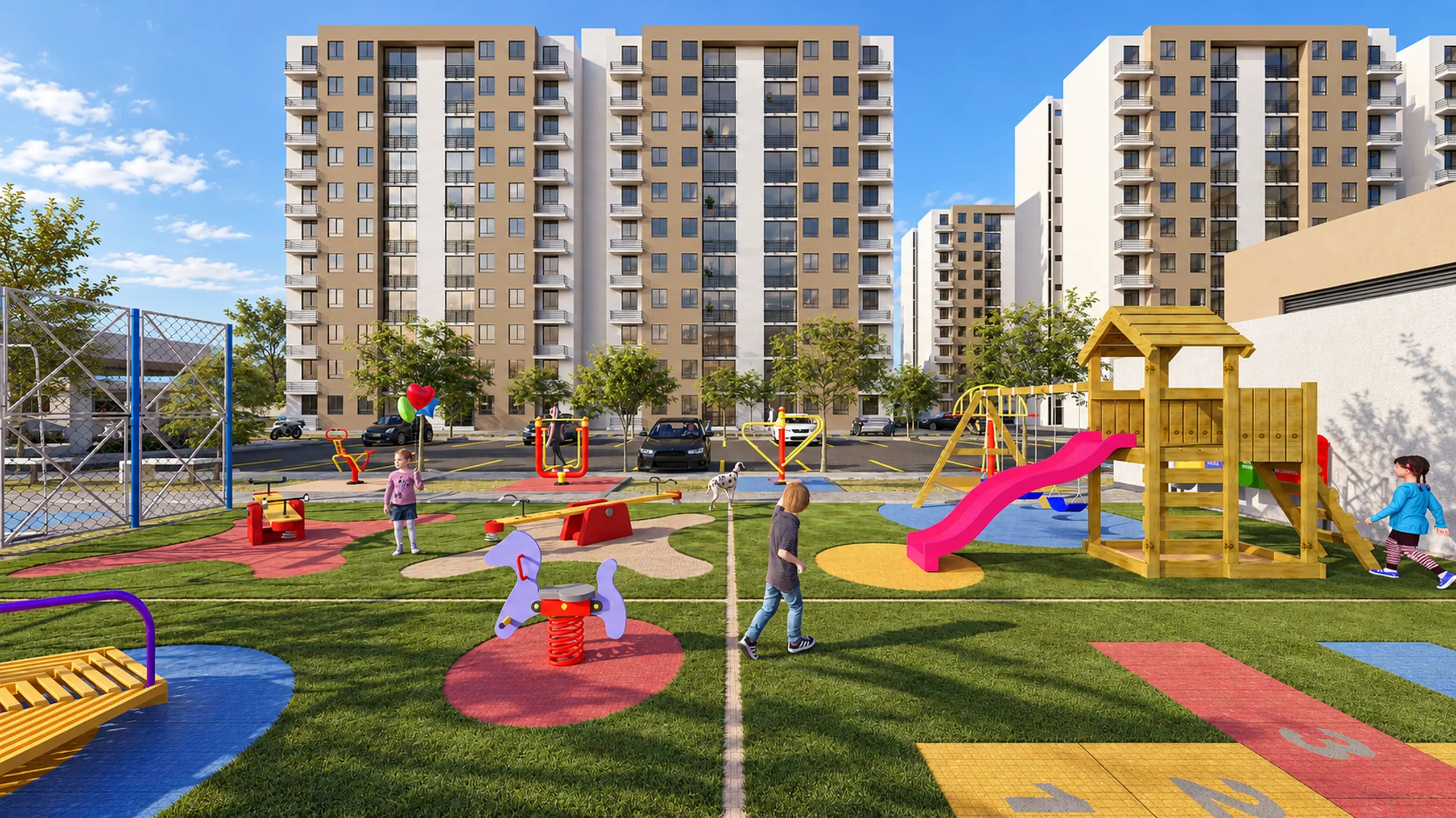 Juegos infantiles con piso de colores
